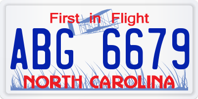 NC license plate ABG6679