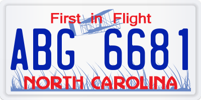 NC license plate ABG6681