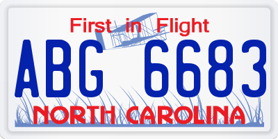 NC license plate ABG6683