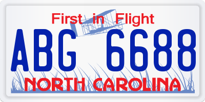 NC license plate ABG6688