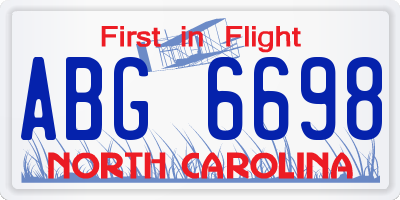 NC license plate ABG6698