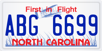 NC license plate ABG6699