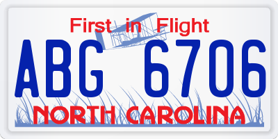 NC license plate ABG6706