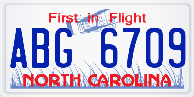 NC license plate ABG6709