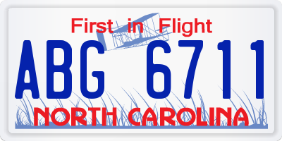 NC license plate ABG6711