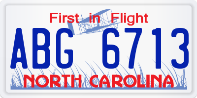 NC license plate ABG6713