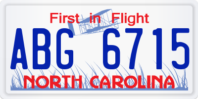 NC license plate ABG6715