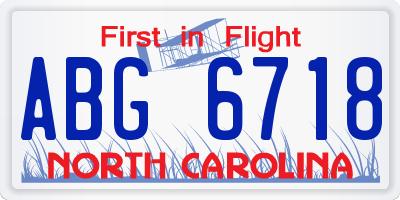 NC license plate ABG6718