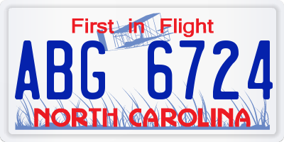 NC license plate ABG6724