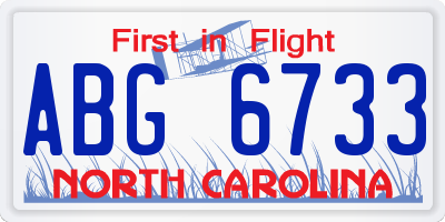 NC license plate ABG6733