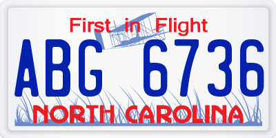 NC license plate ABG6736