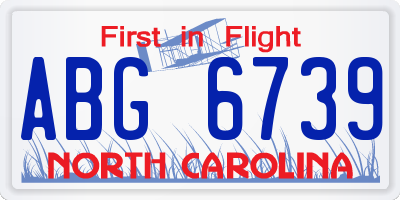 NC license plate ABG6739