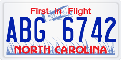 NC license plate ABG6742