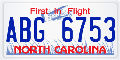 NC license plate ABG6753
