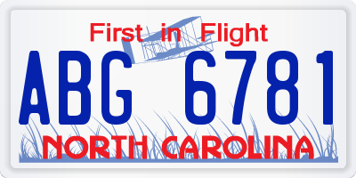 NC license plate ABG6781