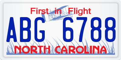 NC license plate ABG6788