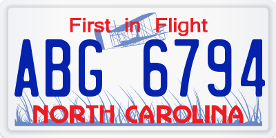 NC license plate ABG6794