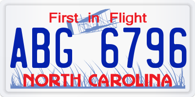 NC license plate ABG6796