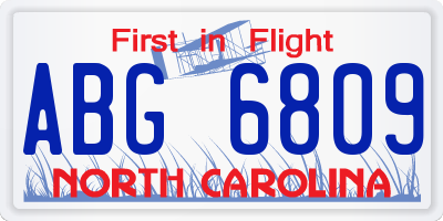 NC license plate ABG6809