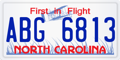 NC license plate ABG6813