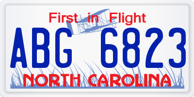 NC license plate ABG6823
