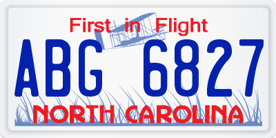 NC license plate ABG6827