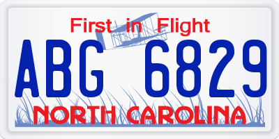 NC license plate ABG6829