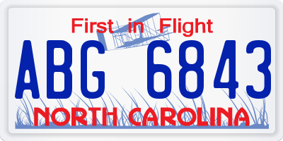 NC license plate ABG6843