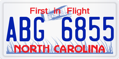 NC license plate ABG6855