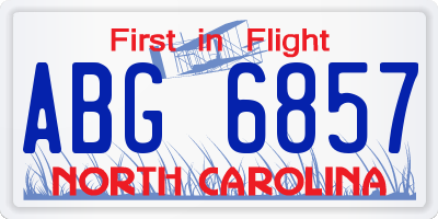 NC license plate ABG6857