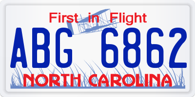 NC license plate ABG6862