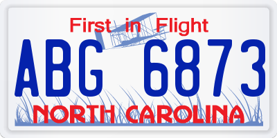 NC license plate ABG6873