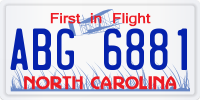 NC license plate ABG6881