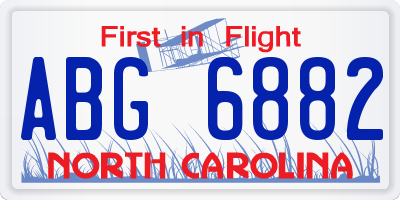 NC license plate ABG6882