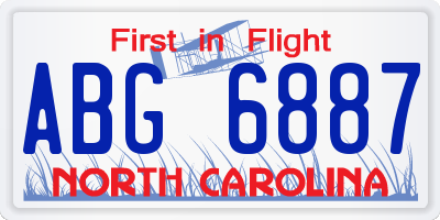 NC license plate ABG6887