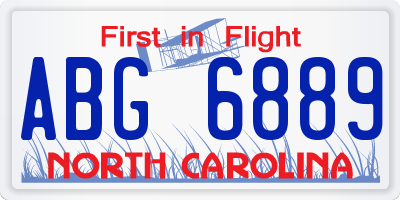 NC license plate ABG6889