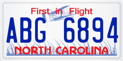 NC license plate ABG6894