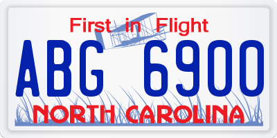 NC license plate ABG6900