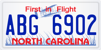 NC license plate ABG6902