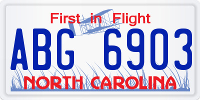 NC license plate ABG6903