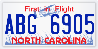 NC license plate ABG6905