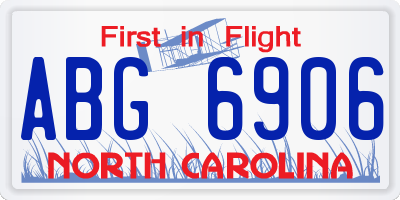 NC license plate ABG6906