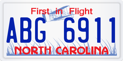 NC license plate ABG6911