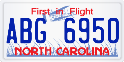 NC license plate ABG6950