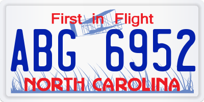 NC license plate ABG6952