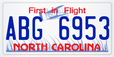 NC license plate ABG6953