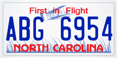 NC license plate ABG6954