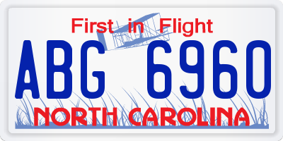 NC license plate ABG6960