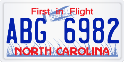 NC license plate ABG6982