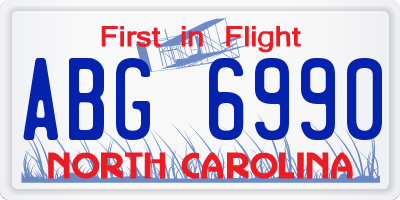 NC license plate ABG6990